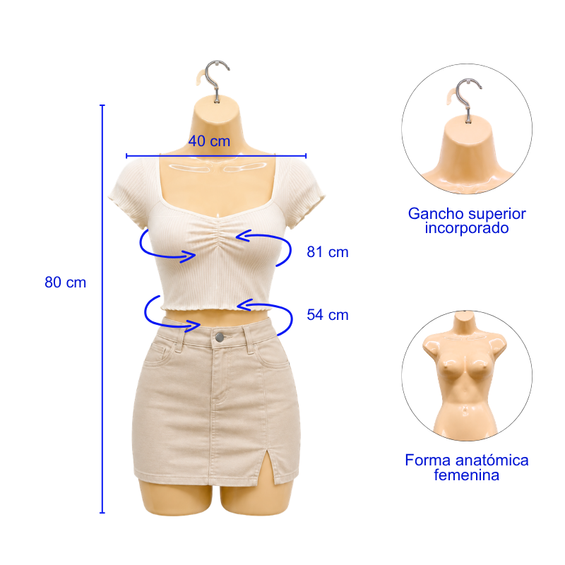 Maniquí Pechera Plástico de Dama con Gancho - Imagen 4