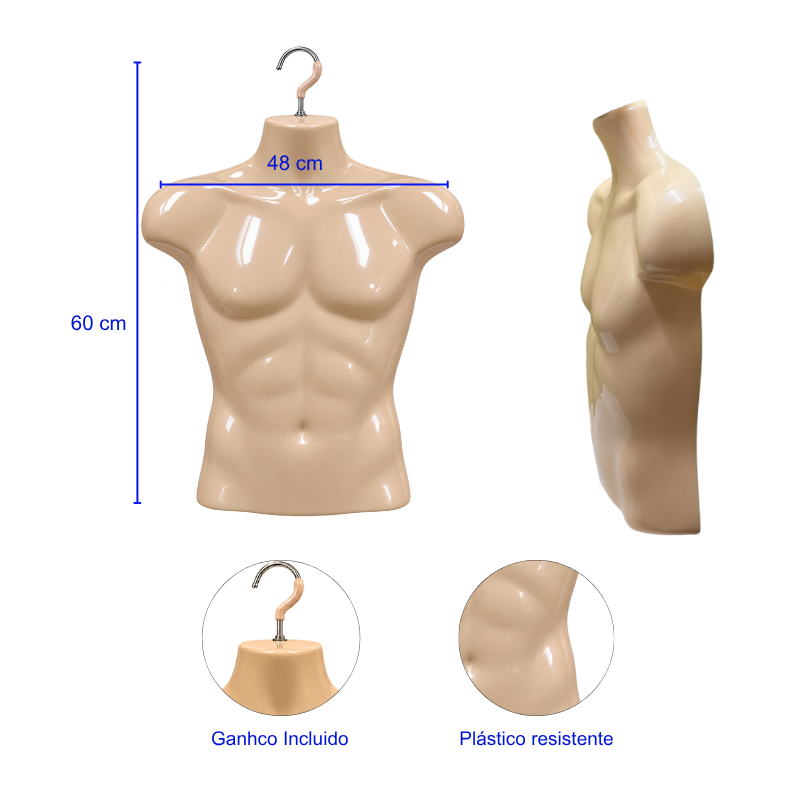 Maniquí Pechera Medio Cuerpo de Hombre (Plástico) - Imagen 3