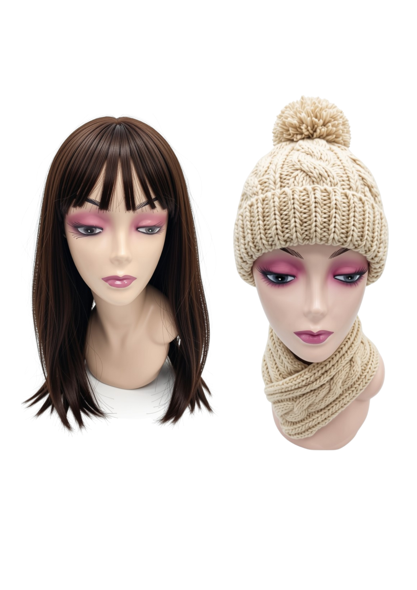 Cabezal de Dama de Plástico Maquillado (para pelucas y accesorios) - Imagen 2