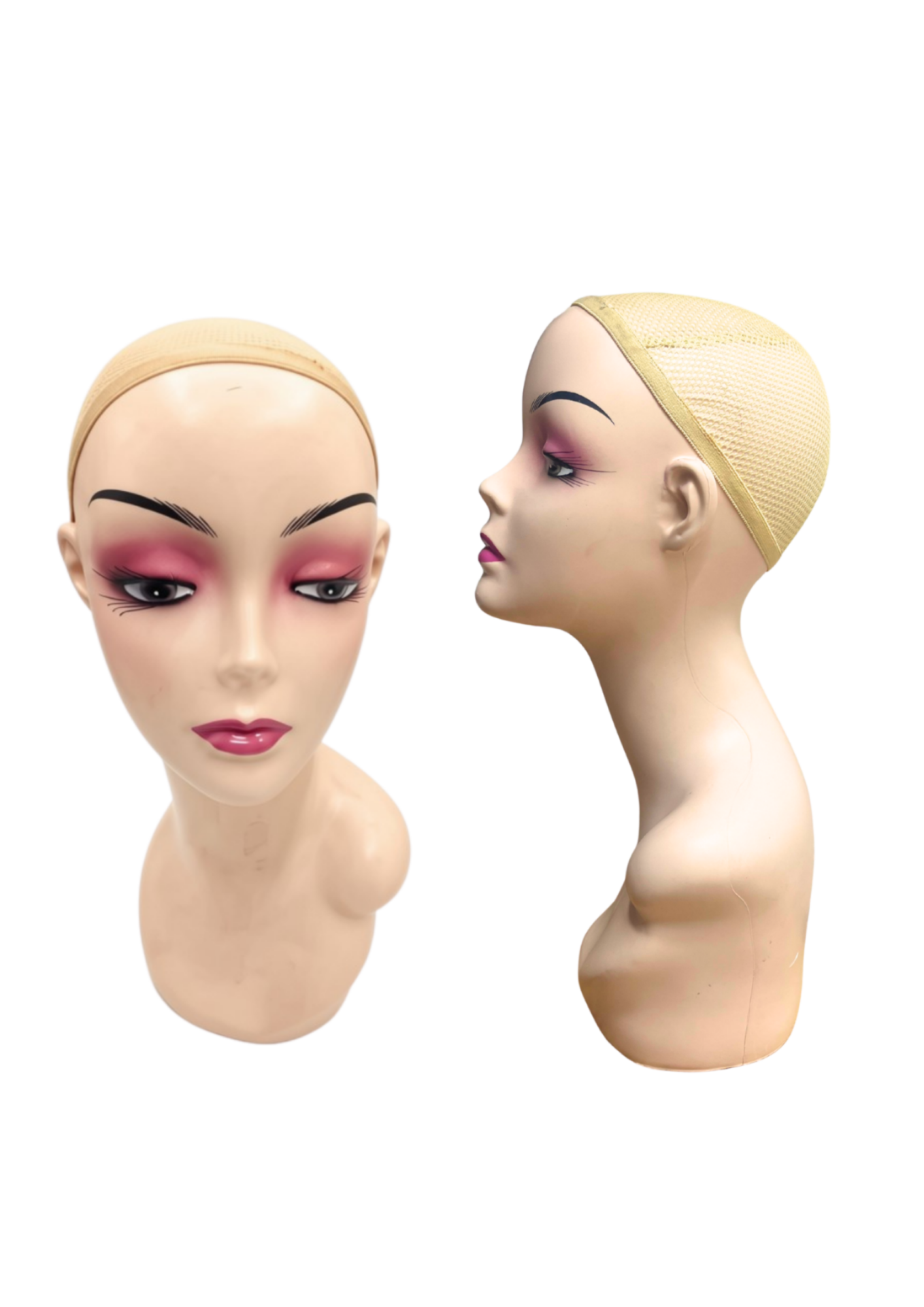 Cabezal de Dama de Plástico Maquillado (para pelucas y accesorios)