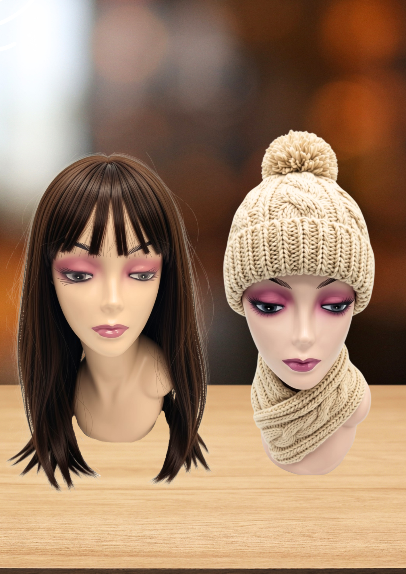 Cabezal de Dama de Plástico Maquillado (para pelucas y accesorios) - Imagen 4