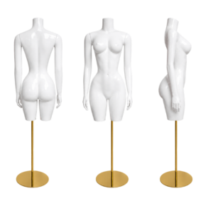 Maniquí Dama Buchona con Base Dorada y Brazos Largos