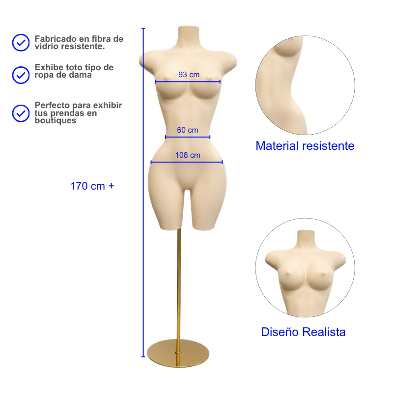 Maniquí de Dama Buchona con base dorada - Imagen 4
